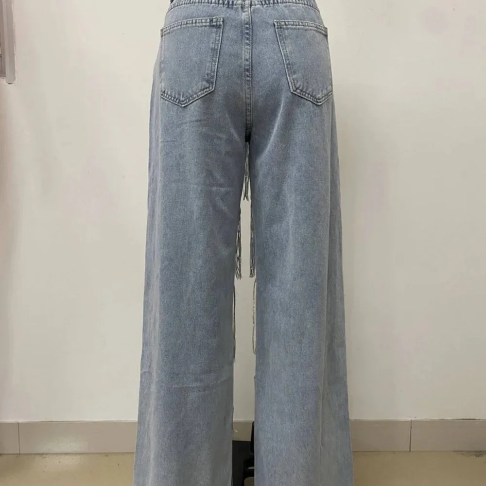 High-Waist Fringe Denim Jeans | Statement Wide-Leg (black) - Picture 5 of 5
